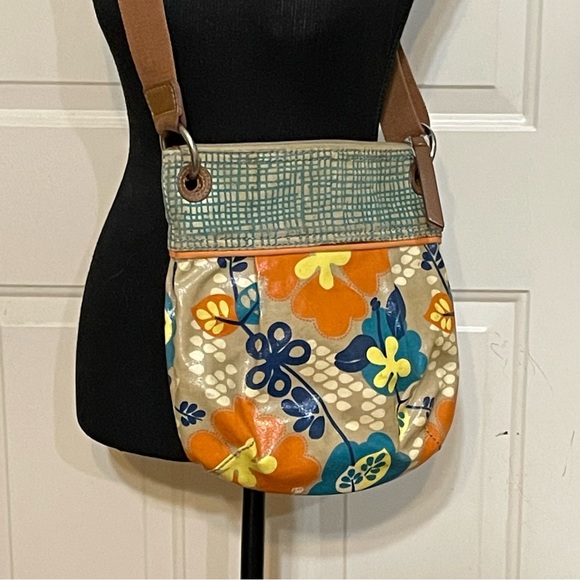 Fossil Key-Per Floral Hippie Boho Crossbody Purse Bag Adjustable Strap - Picture 2 of 5